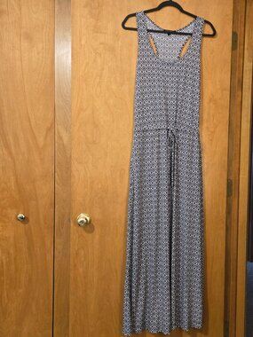 BANANA REPUBLIC Maxi Dress Size Small Black/white  Geometric Tank Racerback